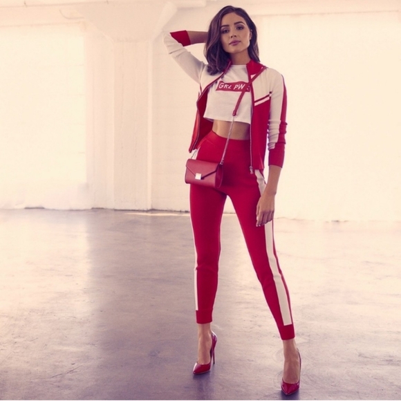 NWT Express x Olivia Culpo Red White Track Jacket - Picture 2 of 6
